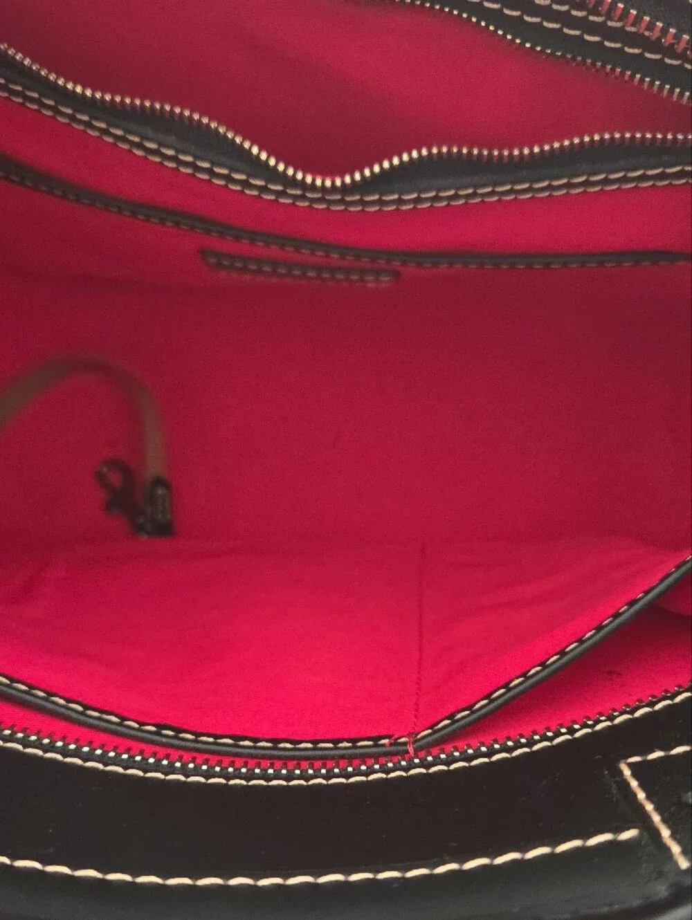 Dooney & Bourke Black Leather Tote with Contrast Stitching - Picture 7 of 9